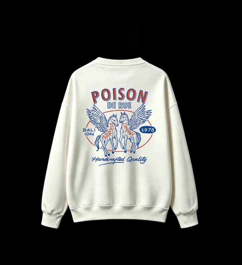白卫 Back Print Crew Neck Hoodie