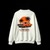 1969 Dodge Charger R/T General Lee 426 Hemi Retro Sunset Palm Trees Graphic Print - Men's Oversized Crew Neck Sweatshirt