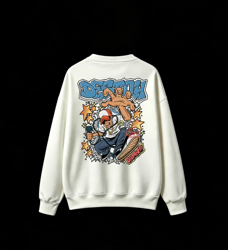 白卫 Destiny Hip Hop Street Art Comic Style Graphic Hoodie