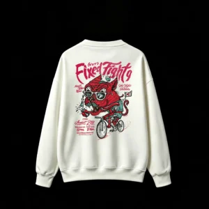 (Not) Fixed Fight Punk Rock Rat on Bike Band Tee - Red Black White Teal Crew Neck Cotton T-Shirt