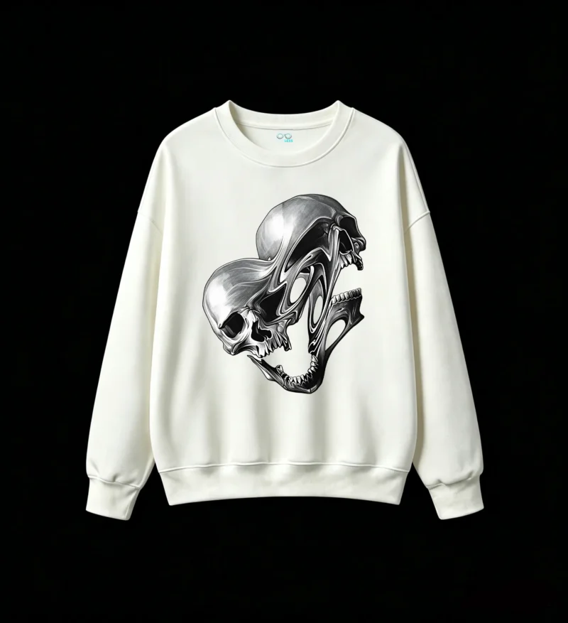 白卫 Surreal Skull Art Back Print Hoodie