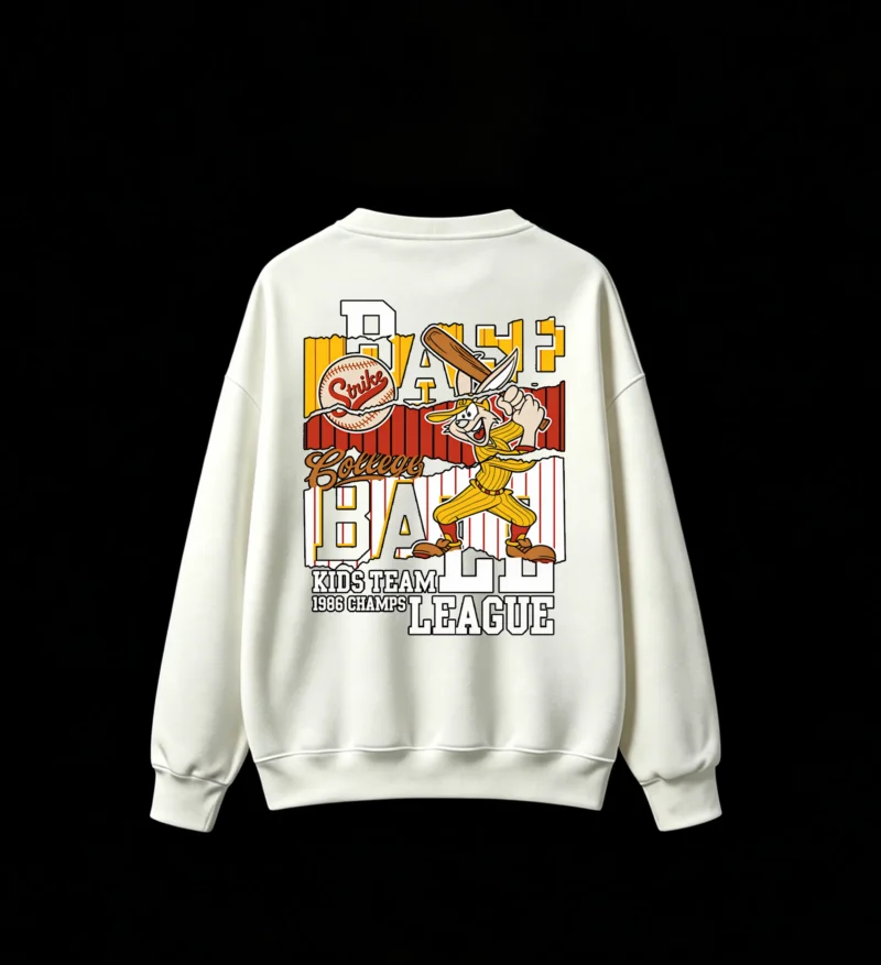 白卫 Vintage 1986 College Baseball Strike KIDS Team Champion Graphic Tee - Retro Rabbit Player Design