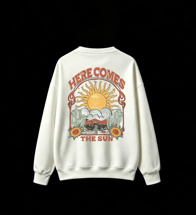 Here Comes The Sun Retro Vintage Desert Sunrise Graphic Tee