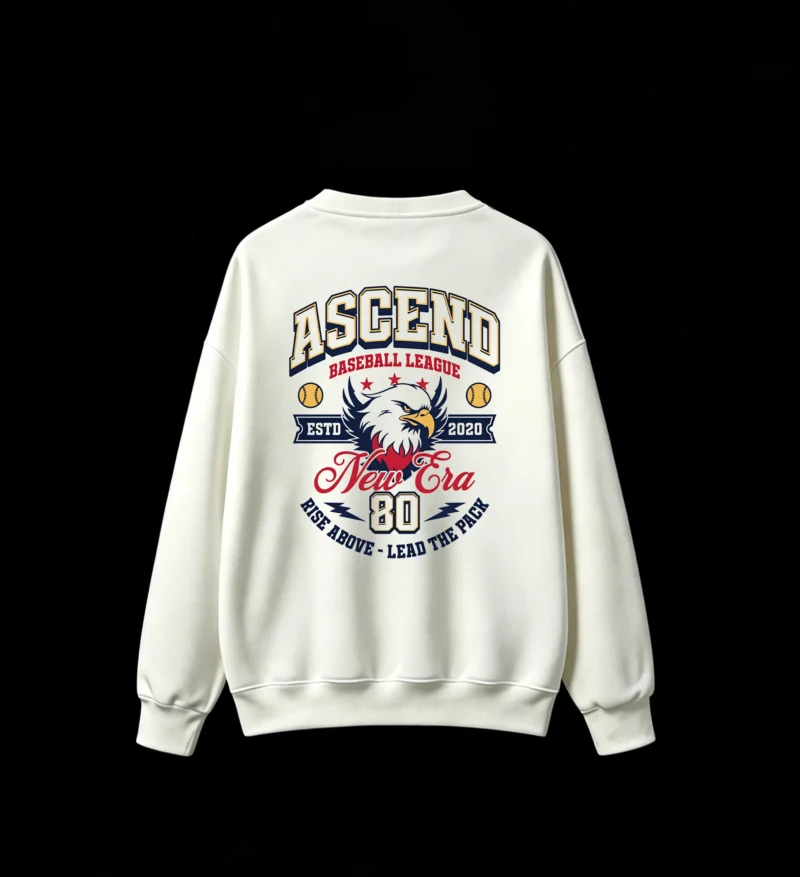 Ascend Baseball League Eagle Head New Era 80 Flame Motif RISE ABOVE LEAD THE PACK - Men's Crew Neck Sweatshirt