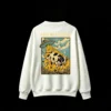 白卫 Take Me To Space Retro UFO Abducting Cow with Milk Bottles - Funny Surreal Sci-Fi Pulp Art Back Print Crew Neck Sweatshirt
