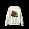 白卫 Pinner Vangarhell Japanese Kanji Bird Peony Graphic Print Crew Neck Sweatshirt