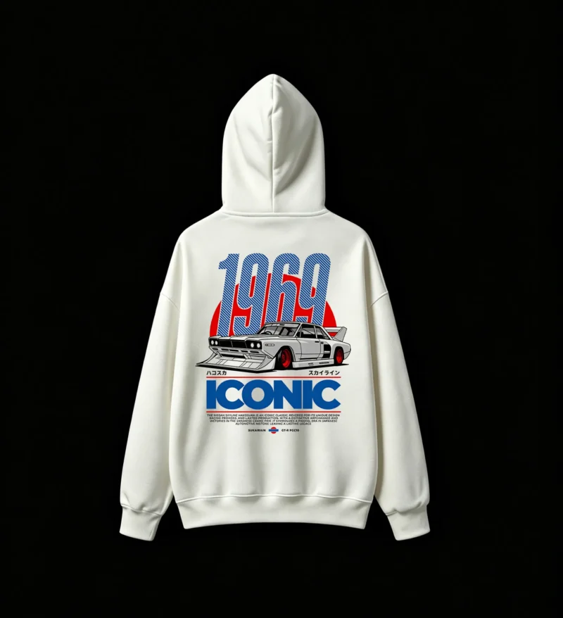 1969 Vintage Muscle Car Back Print Hoodie