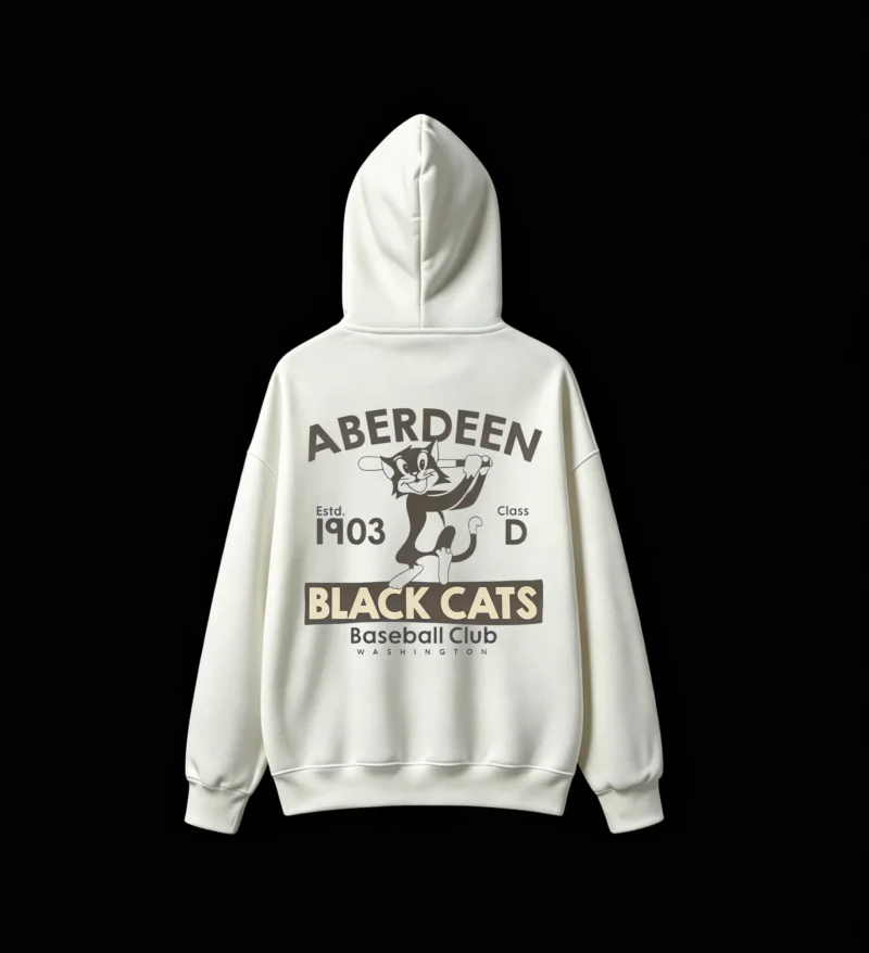白卫 Aberdeen Black Cats Baseball Club 1903 Back Print Hoodie