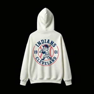 CLEVELAND INDIANS 1901 VINTAGE BASEBALL LOGO BACK PRINT HOODIE