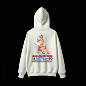 1890 VINTAGE PIN UP GIRL WESTERN NY LEAGUE BACK PRINT HOODIE