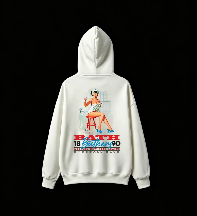 1890 VINTAGE PIN UP GIRL WESTERN NY LEAGUE BACK PRINT HOODIE