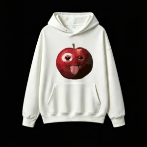 白卫 Funny Apple Character With Tongue Out Hoodie