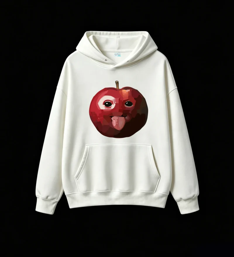 白卫 Funny Apple Character With Tongue Out Hoodie