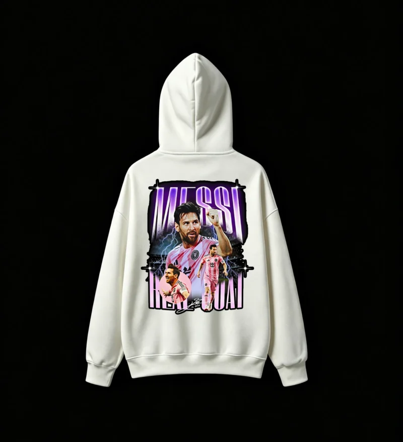 白卫 Lionel Messi Inter Miami Back Print Hoodie