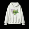 白卫 Funny Smoking Green Cat Middle Finger Graphic Hoodie