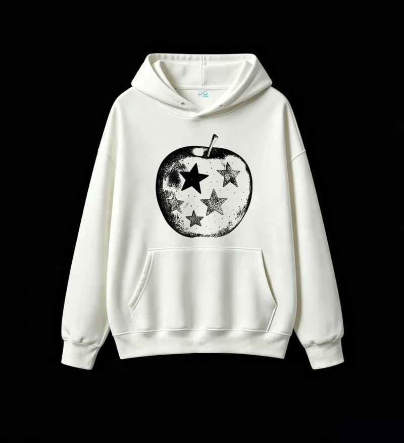 白卫 Sparkling Glitter Star Apple Print Hoodie