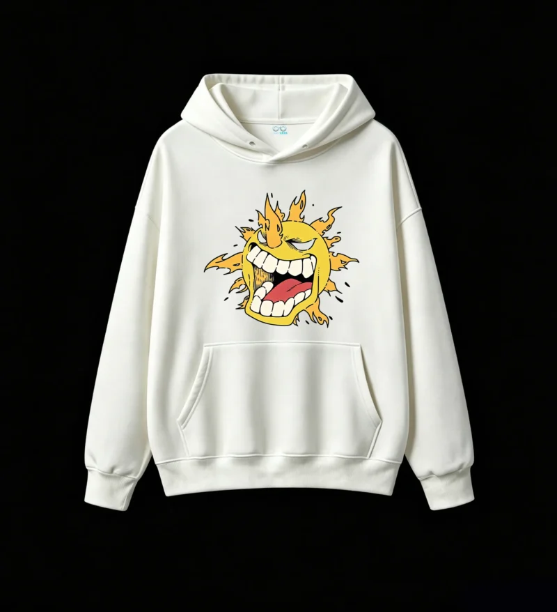 Aggressive Flaming Sun Graphic Hoodie