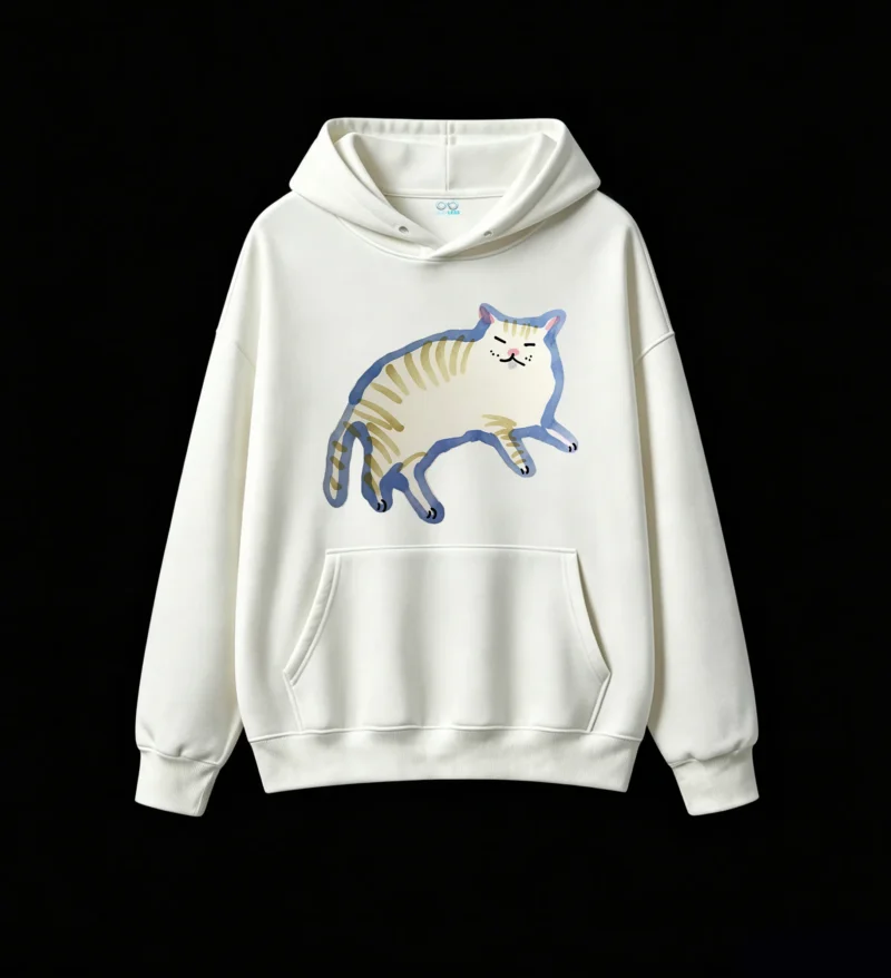 白卫 Cute Sleeping Tabby Cat Graphic Hoodie