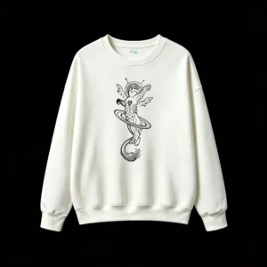 Astronaut Cat Heart Back Print Sweatshirt