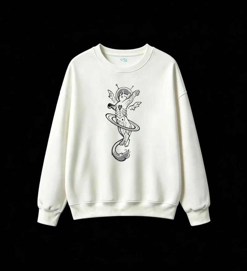 白卫 Astronaut Cat Heart Back Print Sweatshirt