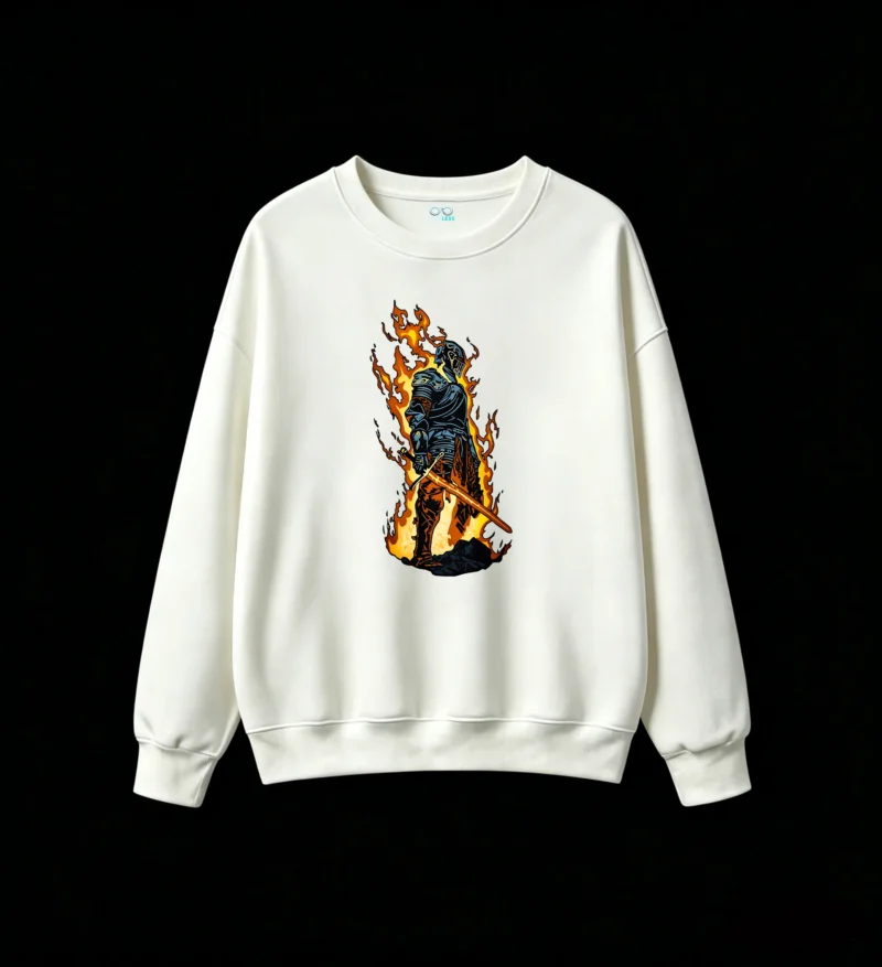 白卫 Dark Souls Burning Knight Back Print Sweatshirt