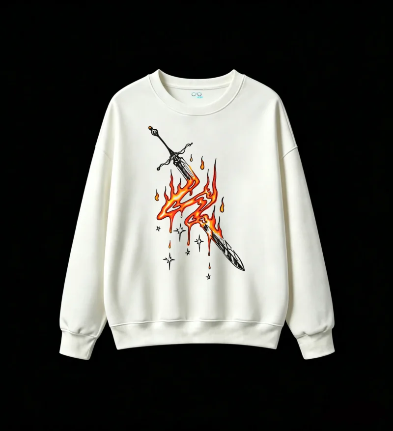 Flaming Sword Back Print Hoodie