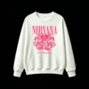 Nirvana Heart Shaped Box Pink Graphic Back Print Sweatshirt