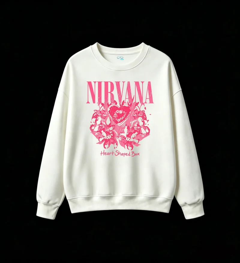 Nirvana Heart Shaped Box Pink Graphic Back Print Sweatshirt