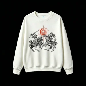 白卫 Gothic Sun And Horse Back Print Sweatshirt