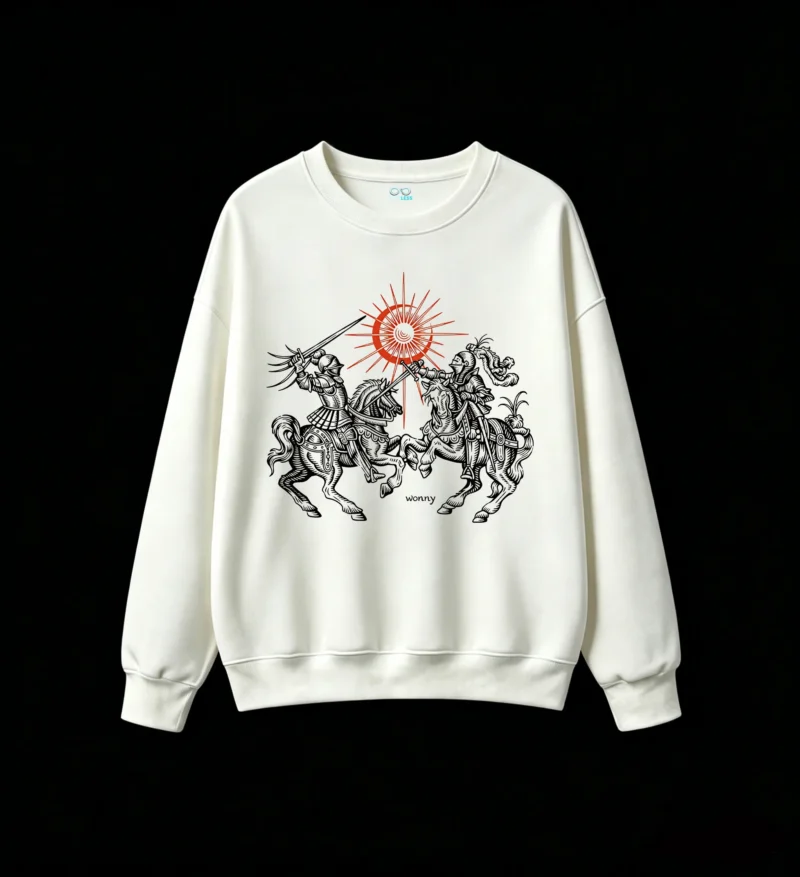 白卫 Gothic Sun And Horse Back Print Sweatshirt