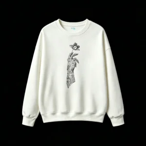 白卫 Hand Holding Flower Back Print Hoodie