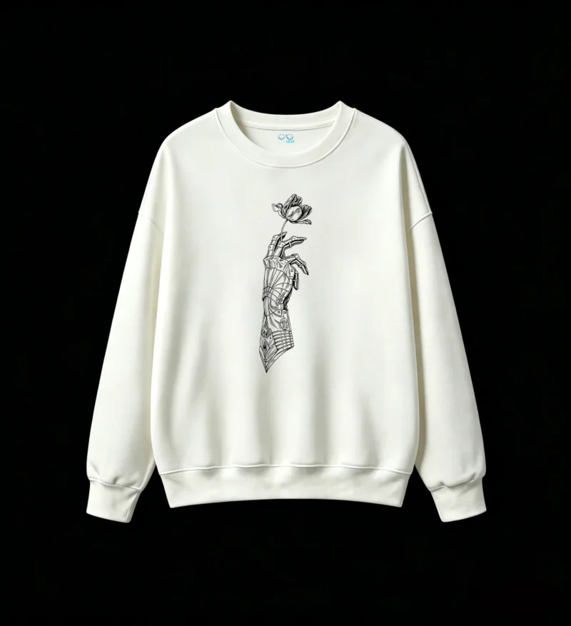 白卫 Hand Holding Flower Back Print Hoodie