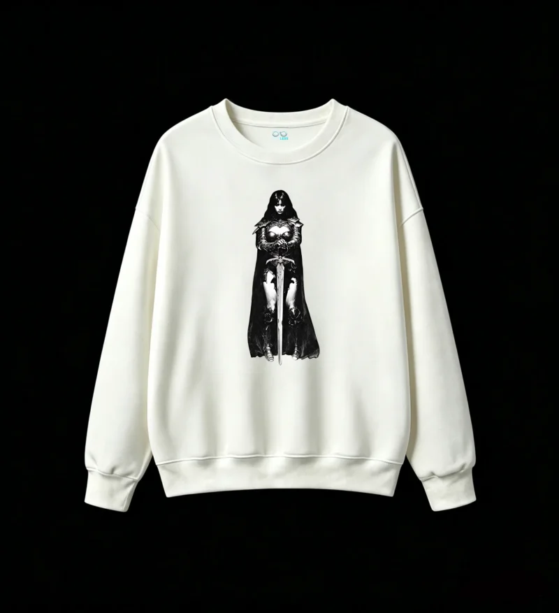 白卫 Dark Fantasy Warrior Queen Back Graphic Sweatshirt