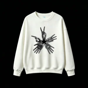 白卫 Star Hand Sign Graphic Back Print Crew Neck Sweatshirt