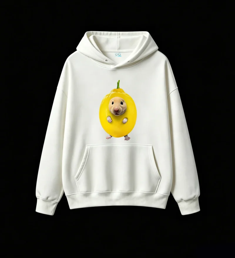 白卫 Cute Hamster In A Lemon Hoodie Sweatshirt