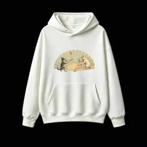 Vintage Cats Playing Badminton Graphic Hoodie