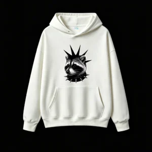 Punk Rock Raccoon With Spiked Mohawk Hoodie
