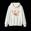 白卫 Cute Hamster Peace Sign Graphic Hoodie