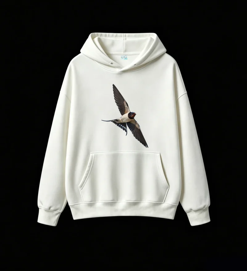 白卫 Flying Swallow Bird Graphic Hoodie