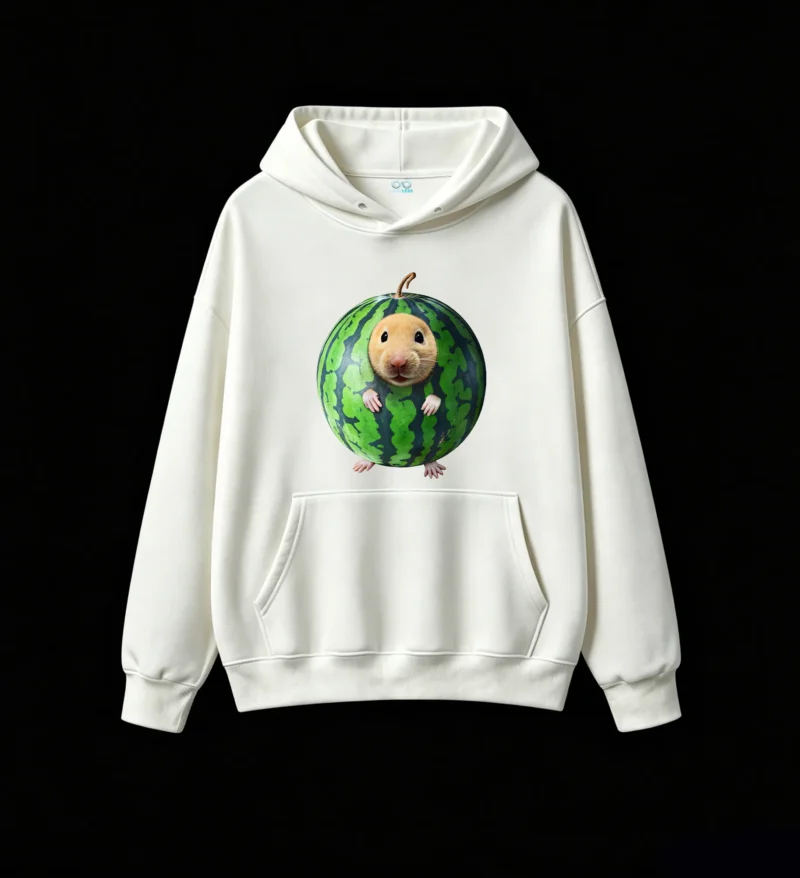 白卫 Cute Hamster Inside Watermelon Hoodie