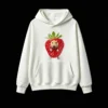白卫 Cute Hamster Inside Strawberry Graphic Hoodie