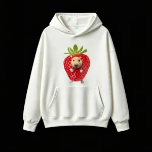 Cute Hamster Inside Strawberry Graphic Hoodie