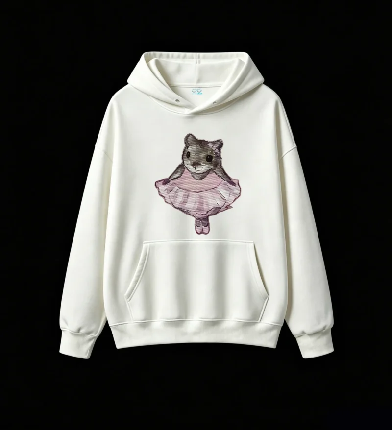 白卫 Cute Ballerina Mouse Wearing Pink Tutu Hoodie