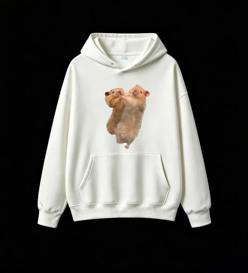 白卫 Cute Hamster Hugging Couple Hoodie