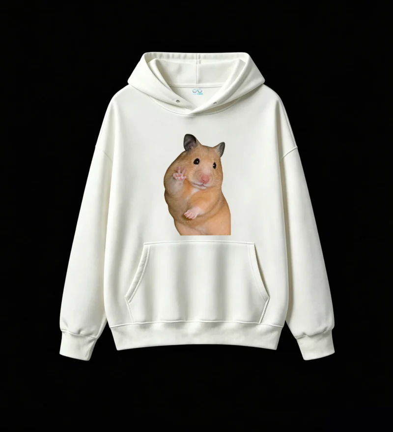 白卫 Cute Hamster Peace Sign Hoodie