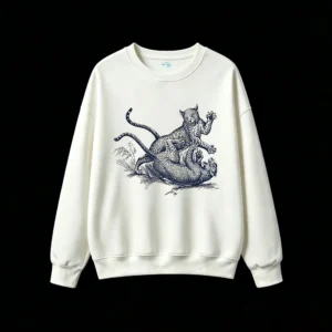 Tiger Fight Aesthetic Graphic Back Print Crew Neck Sweatshirt