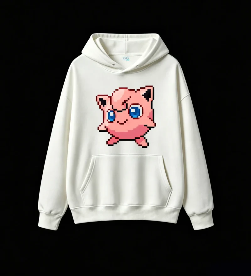 白卫 Cute Pixel Jigglypuff Graphic Hoodie
