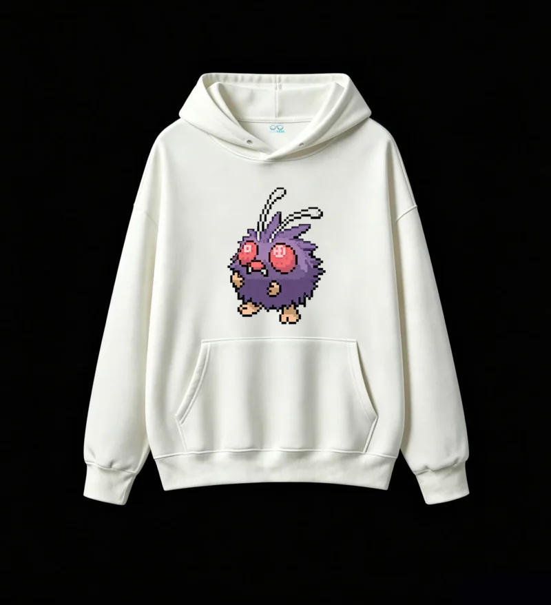 白卫 Cute Pixel Art Purple Monster Graphic Hoodie