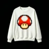 白卫】 Retro Pixel Mushroom Back Print Hoodie