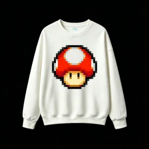 白卫】 Retro Pixel Mushroom Back Print Hoodie